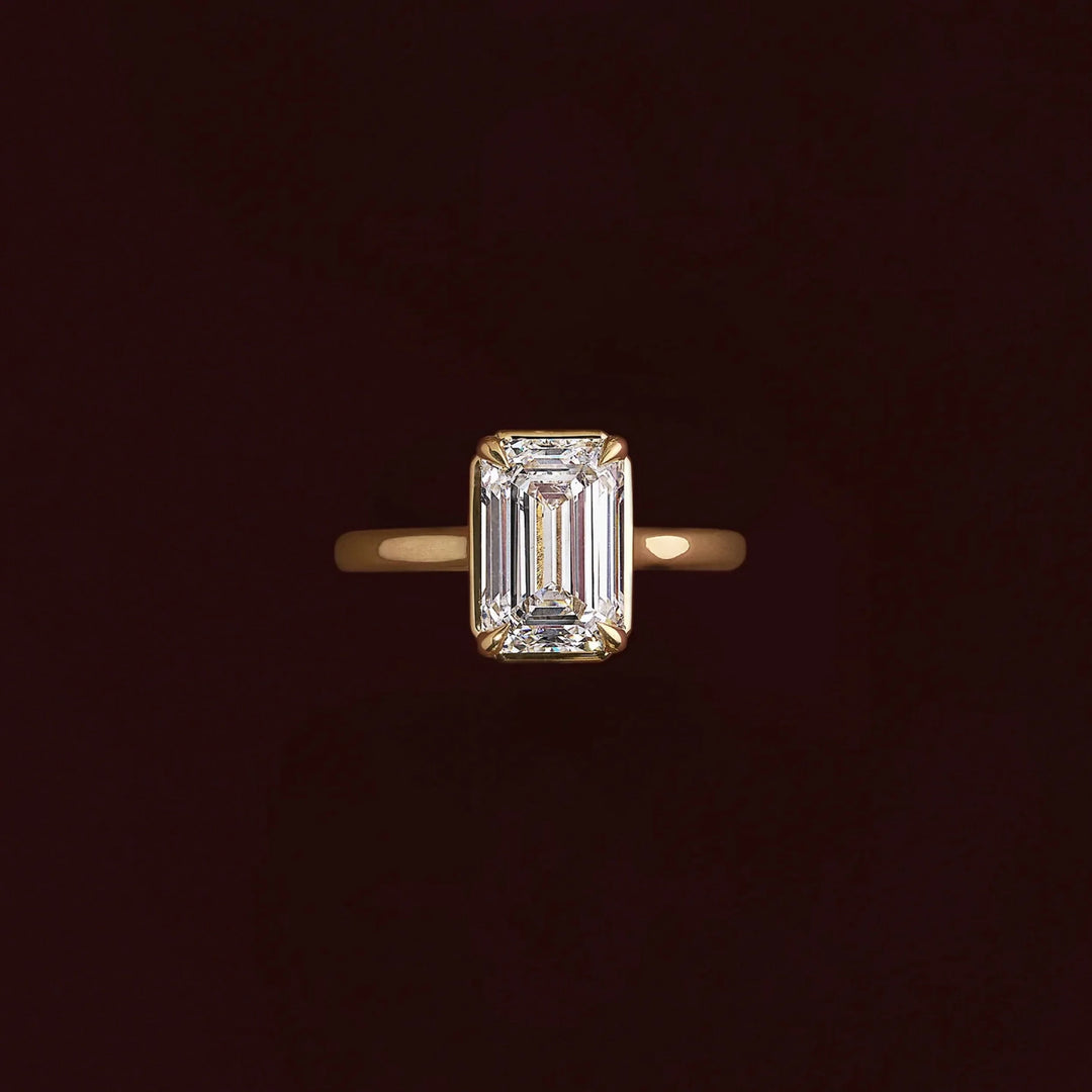 luxury emerald cut bezel engagement ring IGI certified lab diamond USA