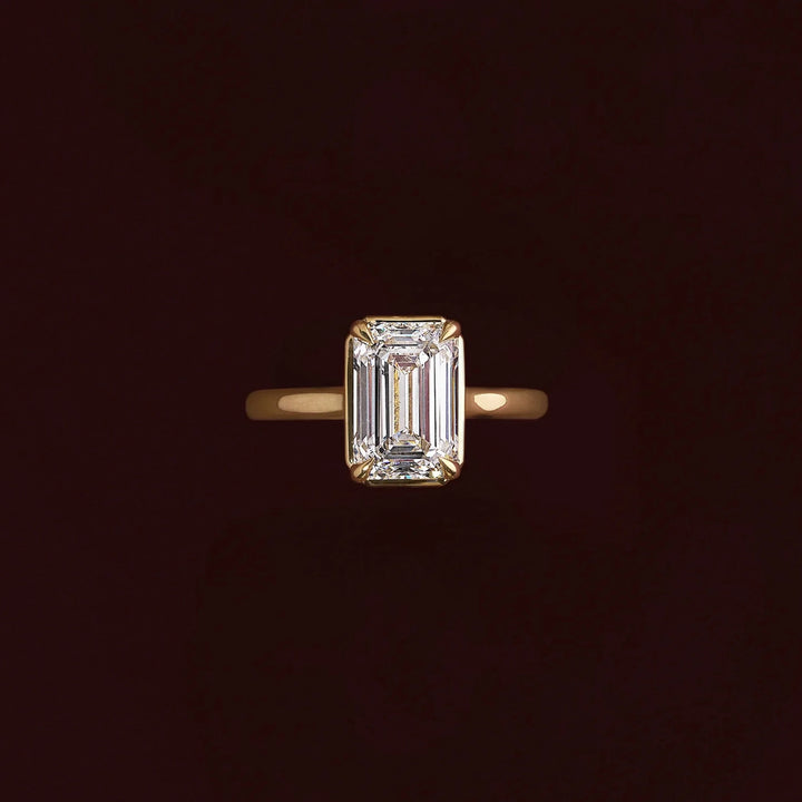 luxury emerald cut bezel engagement ring IGI certified lab diamond USA