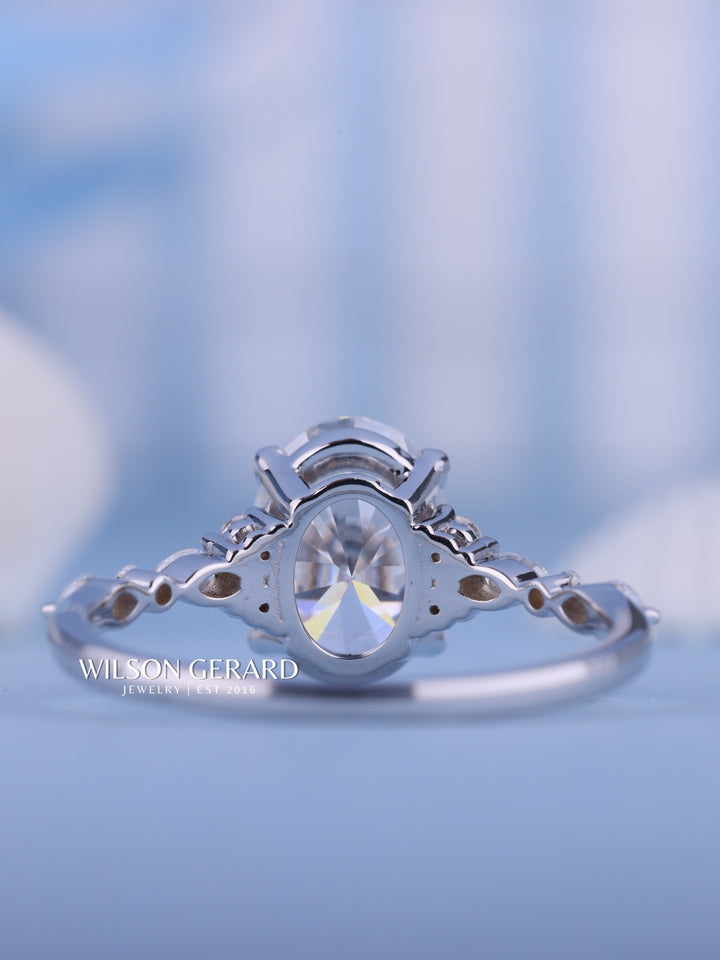 2.0CT Oval E/VS1 CVD Diamond Cluster Engagement Ring