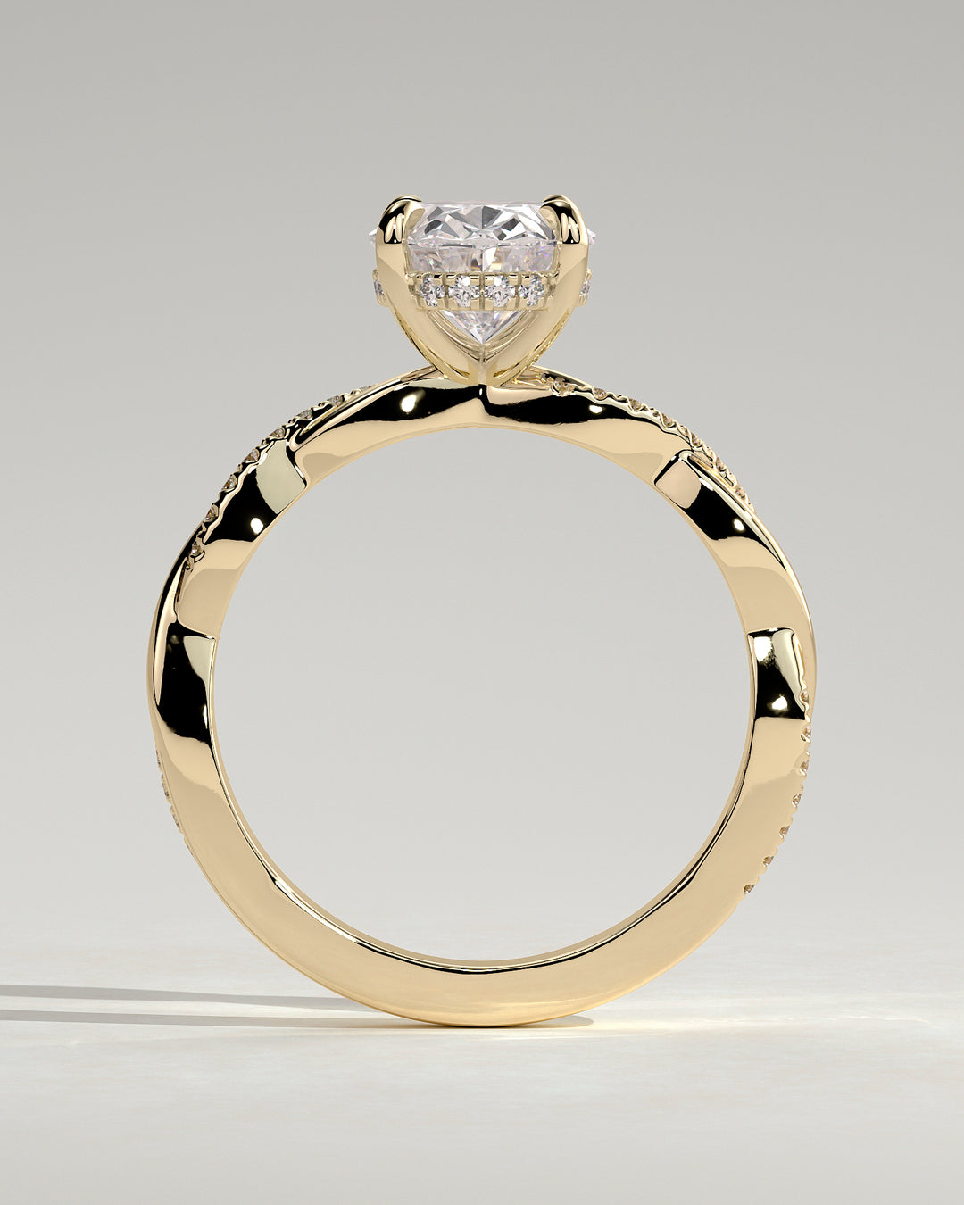 twisted pave engagement ring oval