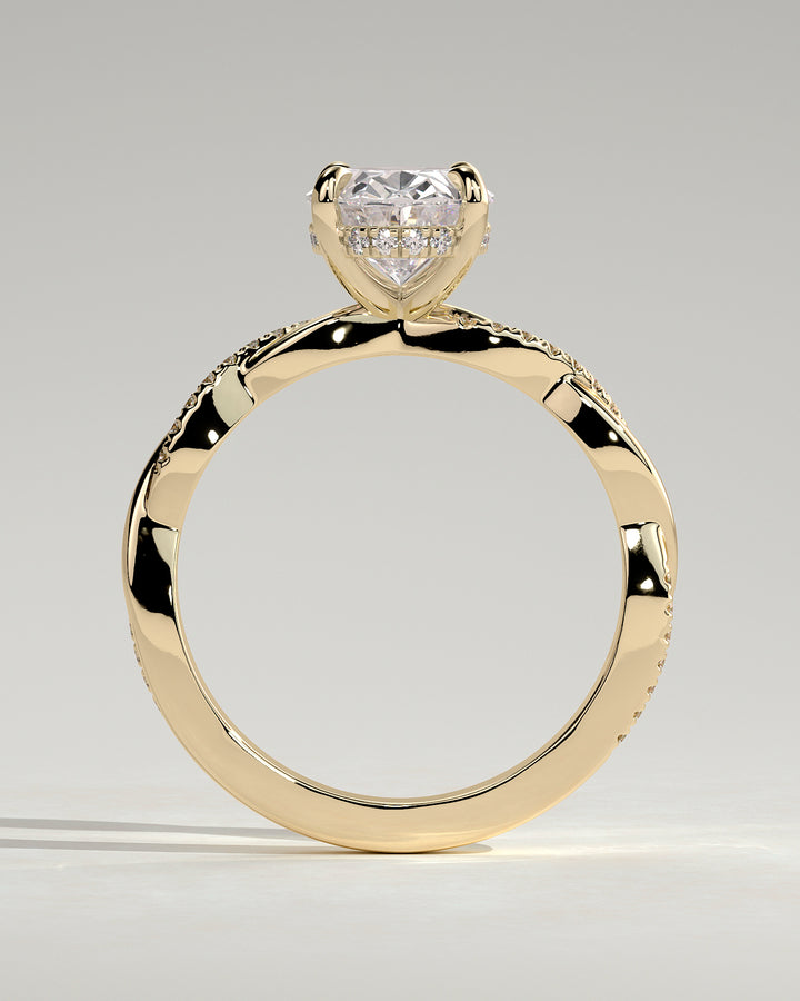 twisted pave engagement ring oval