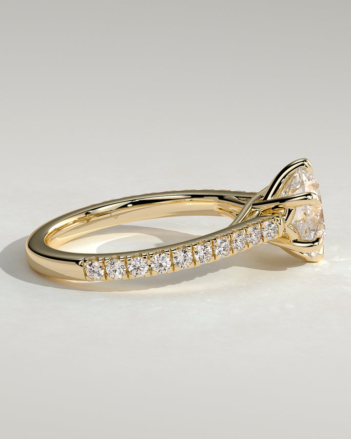 cathedral setting engagement ring round diamond