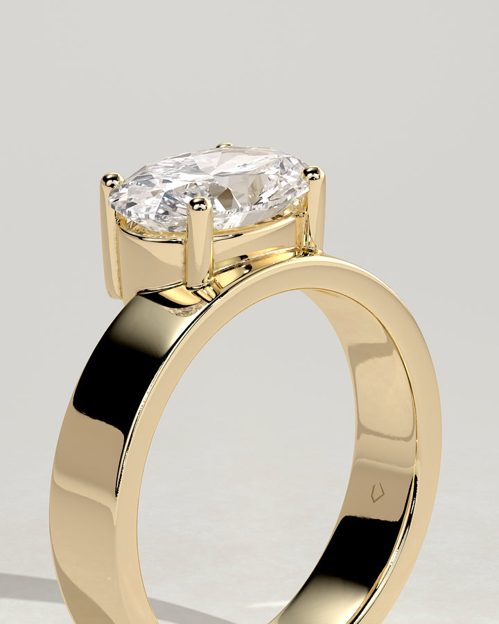 oval solitaire engagement ring horizontal east west design