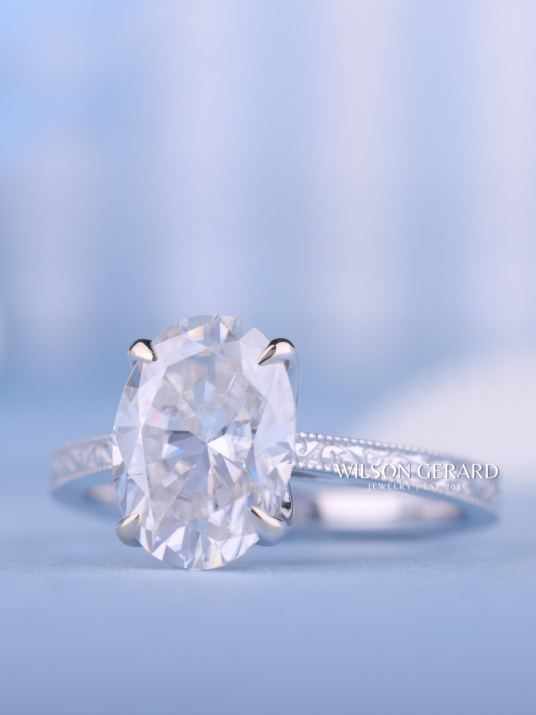 2.0CT Oval E/VS1 Lab Grown Diamond Cathedral Vintage Style Engagement Rings