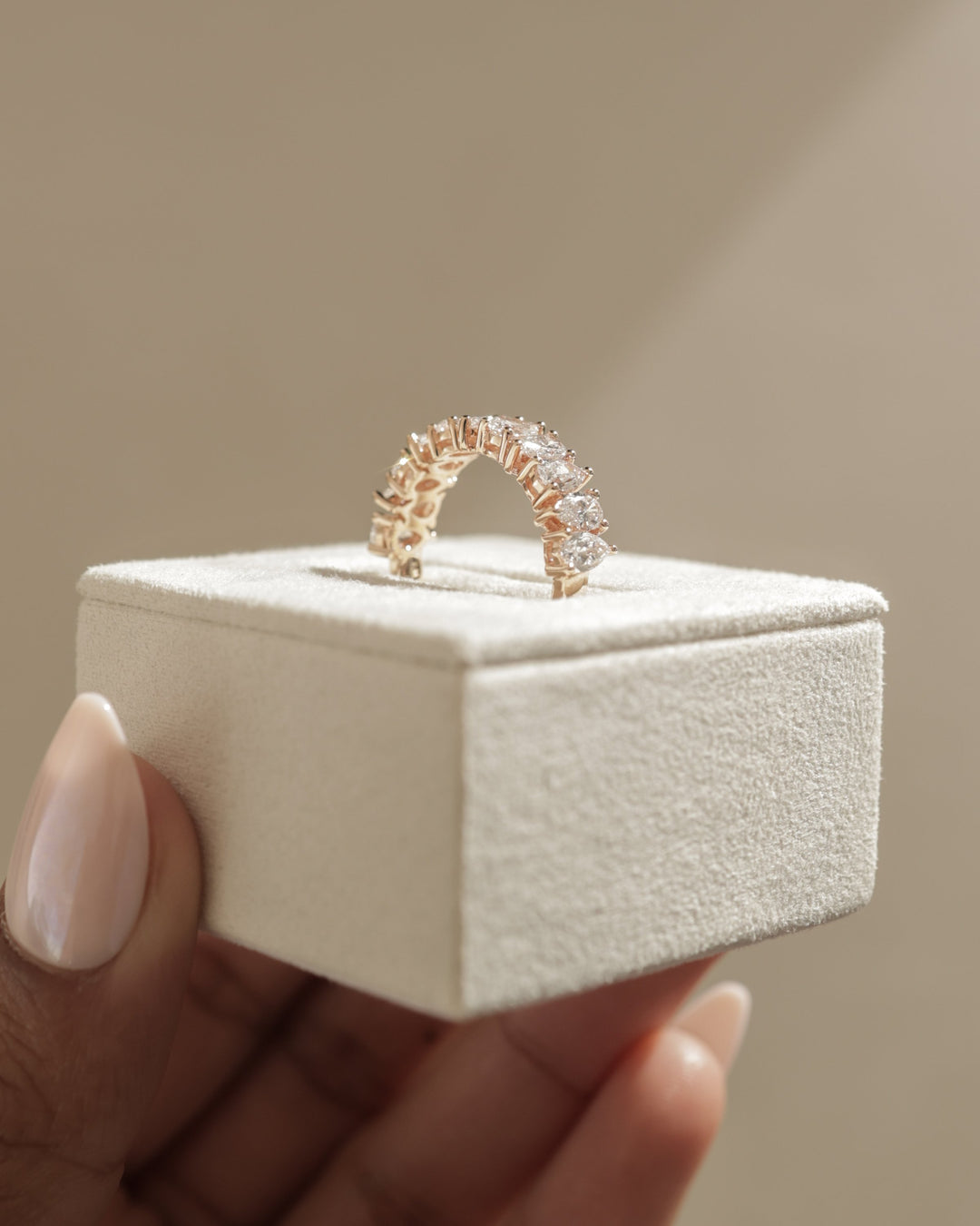 wedding band stack pear diamond