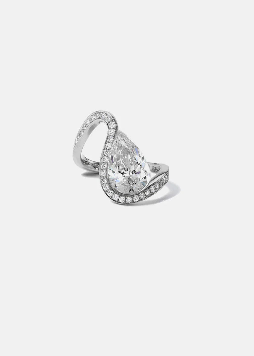 2.0CT Pear E/VS CVD Diamond Channel Pave Unique Diamond Rings Classy With Matching Band