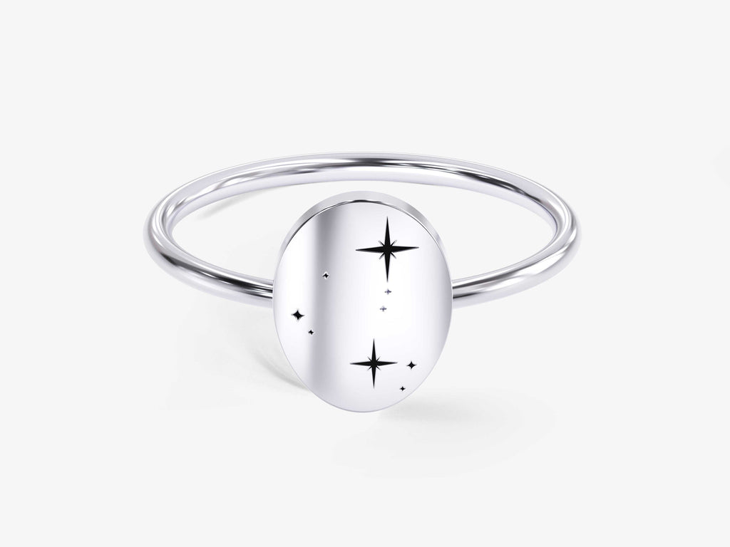 14k Solid Gold Zodiac Signet Ring For Women