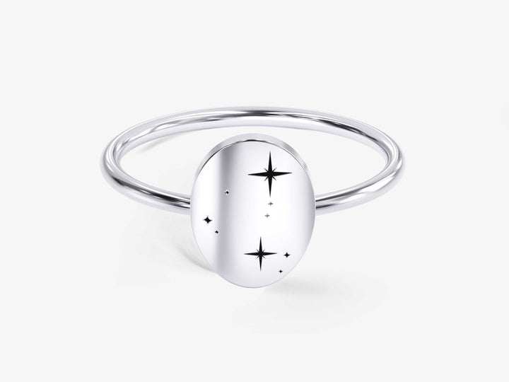 14k Solid Gold Zodiac Signet Ring For Women