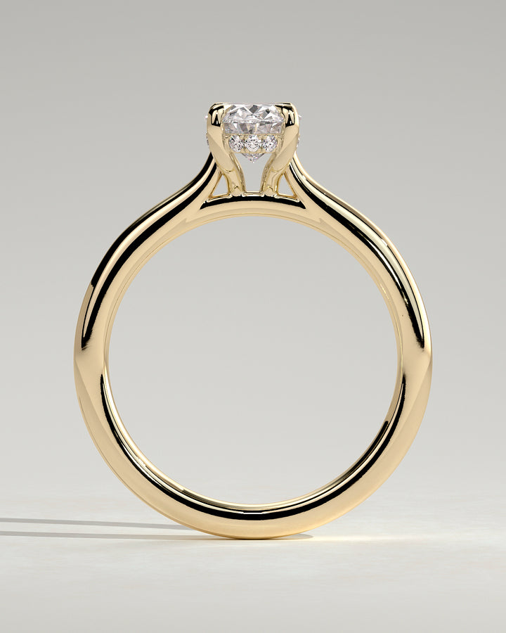 white gold oval engagement ring with plain wedding band
