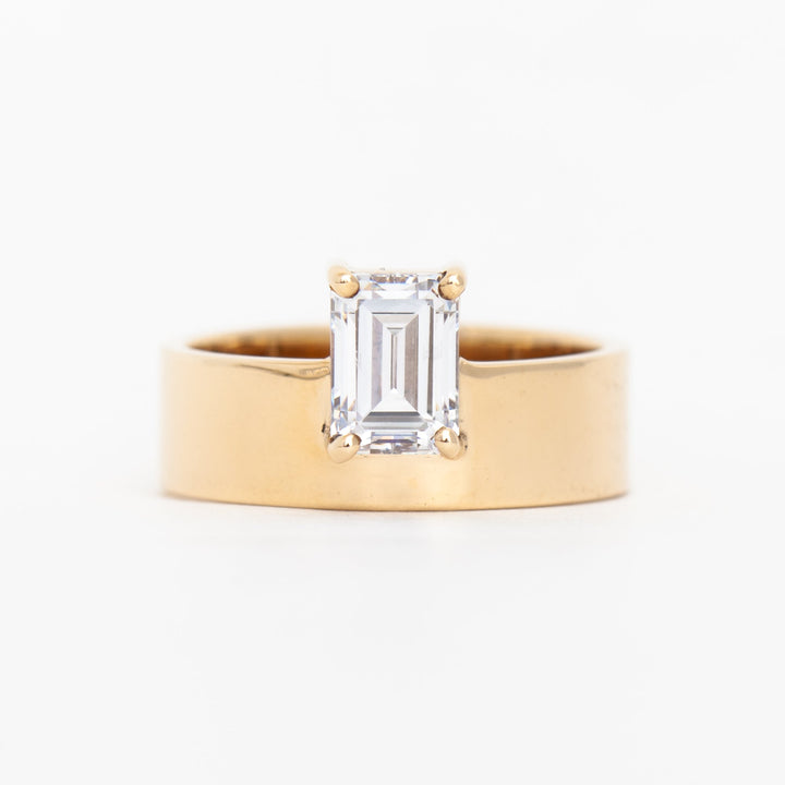 1.0CT Emerald Cut Lab Grown Diamond Monolith Engagement Ring