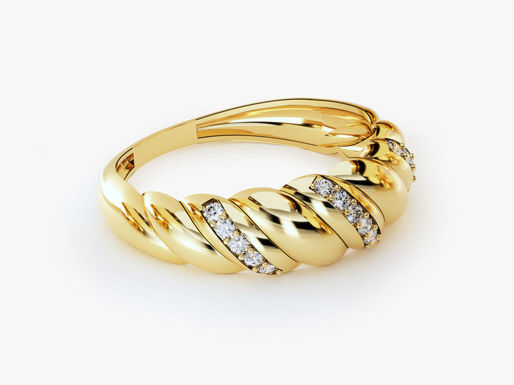 Pave Round Lab Diamond Croissant Ring For Women