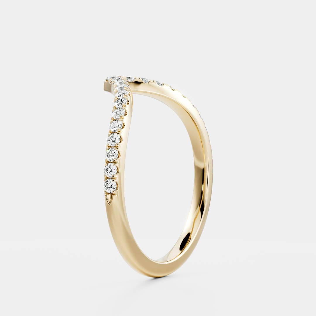 Round E/VS1 Lab Grown Diamond Curved Pave Wedding Band For Her