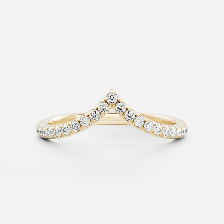 Round E/VS1 Lab Grown Diamond Curved Pave Wedding Band For Her