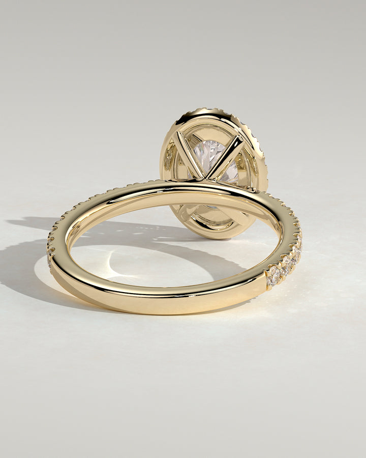 modern oval halo engagement ring