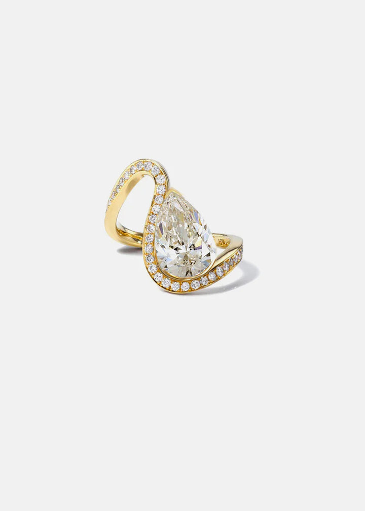 2.0CT Pear E/VS CVD Diamond Channel Pave Unique Diamond Rings Classy With Matching Band